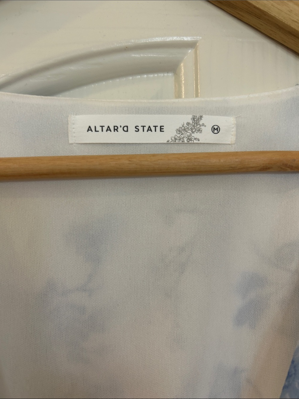 Altar'd State White Dress with Pale Blue Floral Accents - Picture 2 of 6